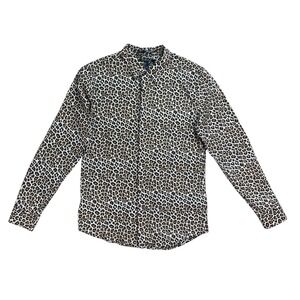 Vtg 21 Men Leopard Button Down Shirt‎ Size S Slim Fit Streetwear Indie Festival